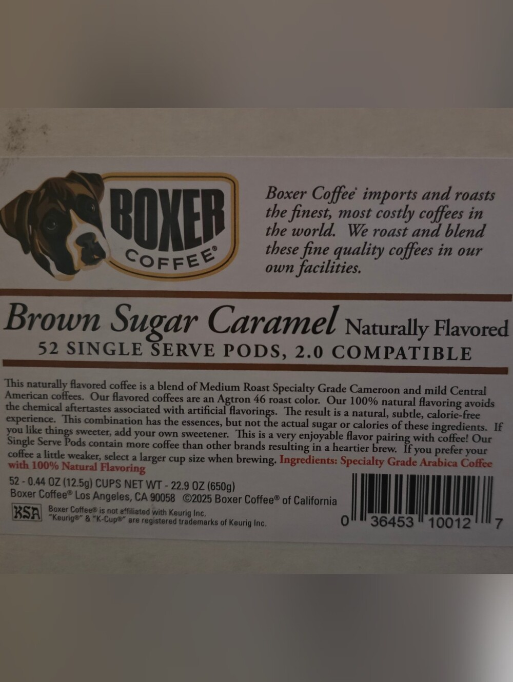 Boxer Coffee, Open Box, 50 pods
